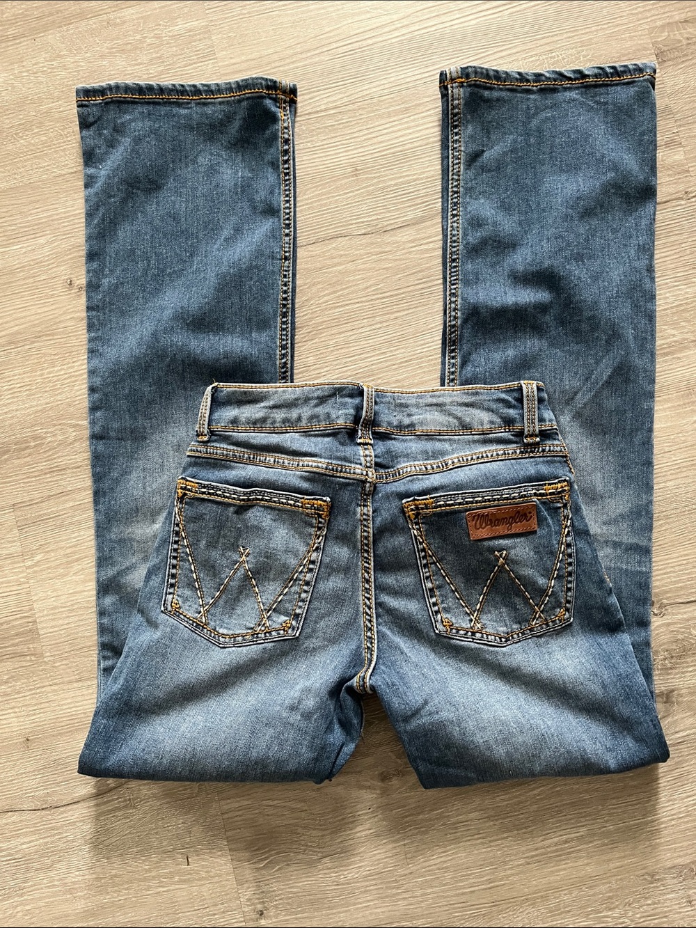 Wrangler Women’s Blue Boot Cut Jeans with Contrast Stitching